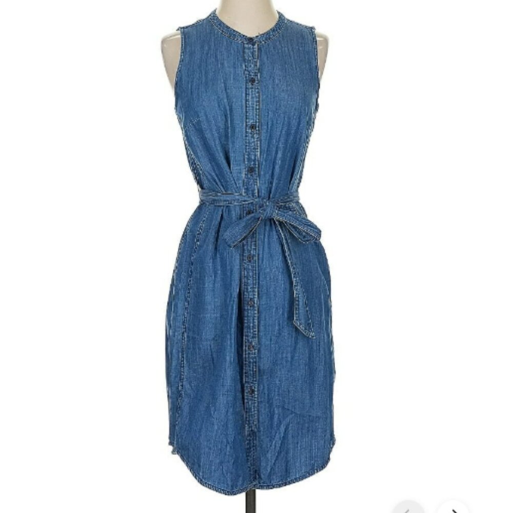 J. Crew Sleeveless shirtdress in chambray